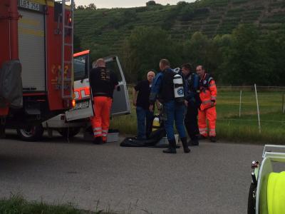 Zwei aeltere Personen fahren mit ihrem Auto in den Neckar und ertrinken